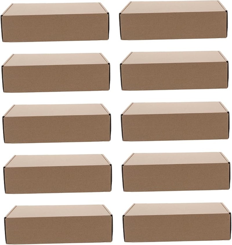 10Pcs Brown Corrugated Kraft Mailing Boxes Easy Assembly Square Design Shipping Packaging - Image 1
